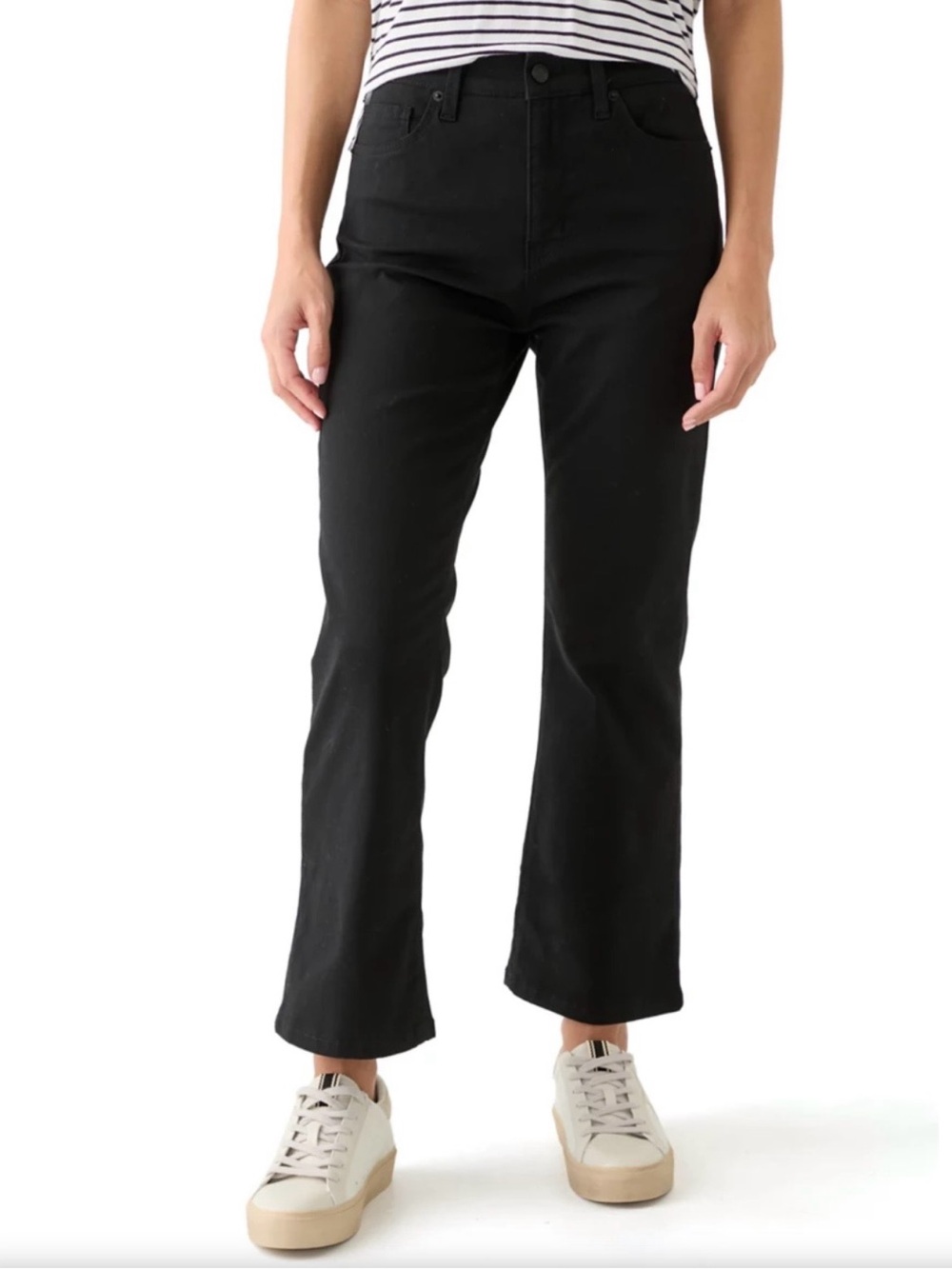 crown & ivy Petite Black Twill Kick Flare Jeans